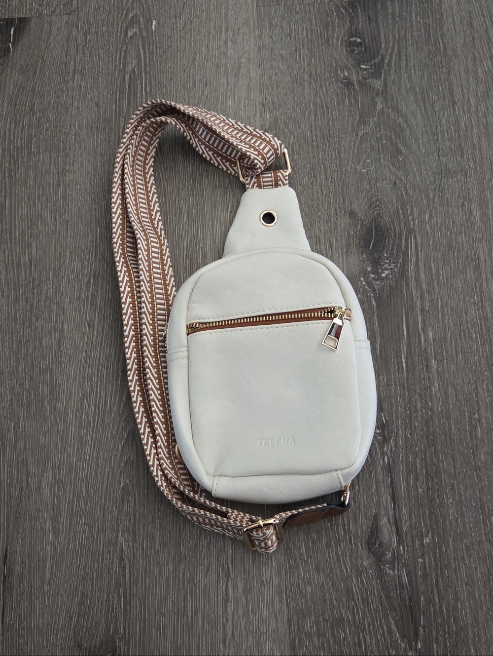 Telena Mini Crossbody/Sling Bag with Brown Patterned Strap